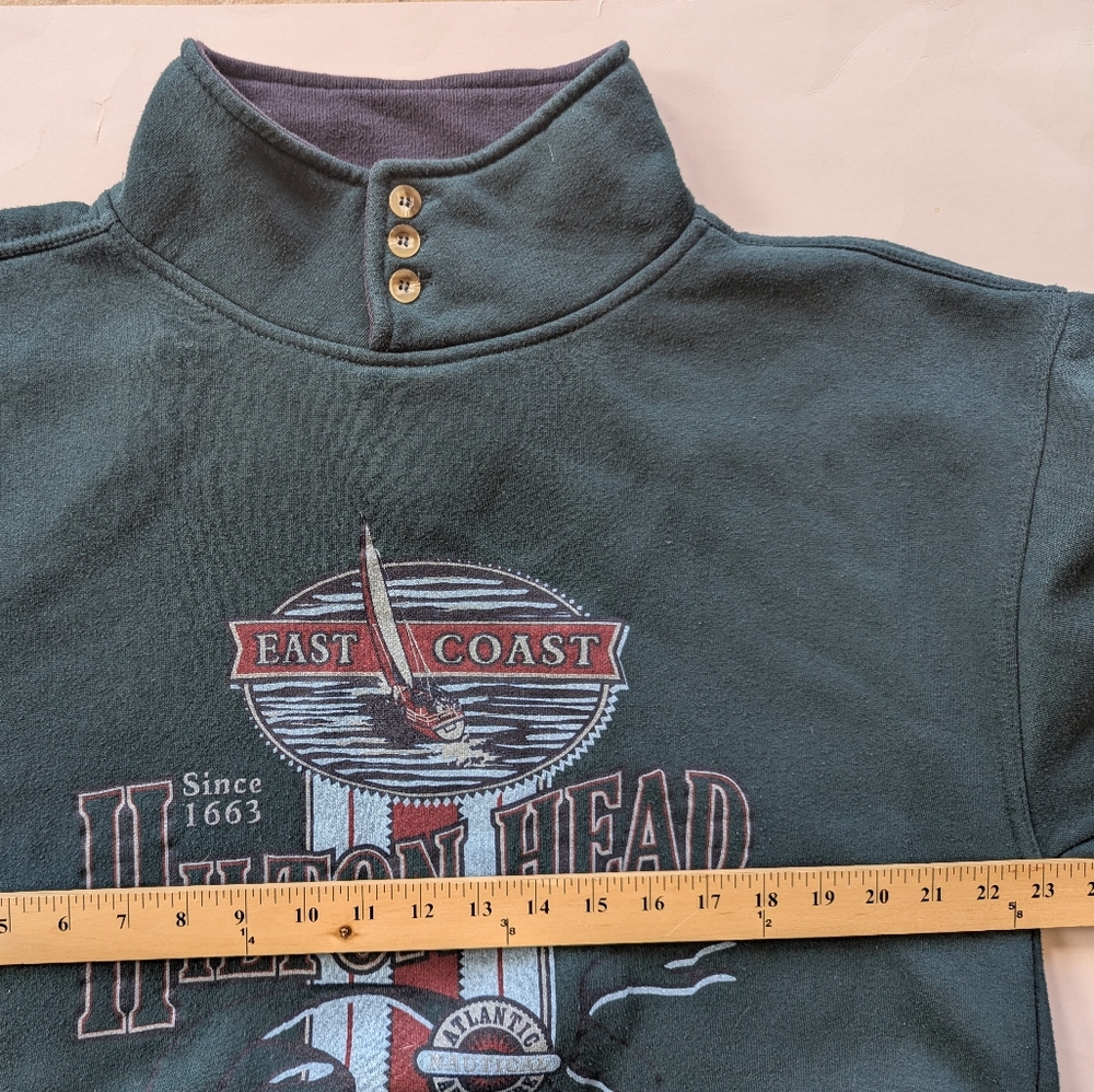 Vintage Hilton Head Island South Carolina Sweatshirt Sz L Pullover Sweater Green - Picture 4 of 5